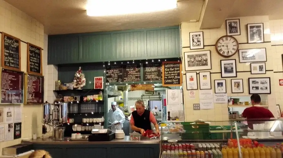 Original 1946 tiling and historic interior details of Regency Cafe